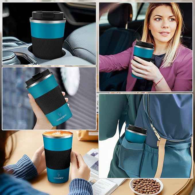 MOMSIV 17oz Travel Mug, Insulated Coffee Cup with Leakproof Lid, Vacuum Stainless Steel Double Walled Reusable Tumbler for Hot and Cold Water Coffee and Tea In Travel and Car