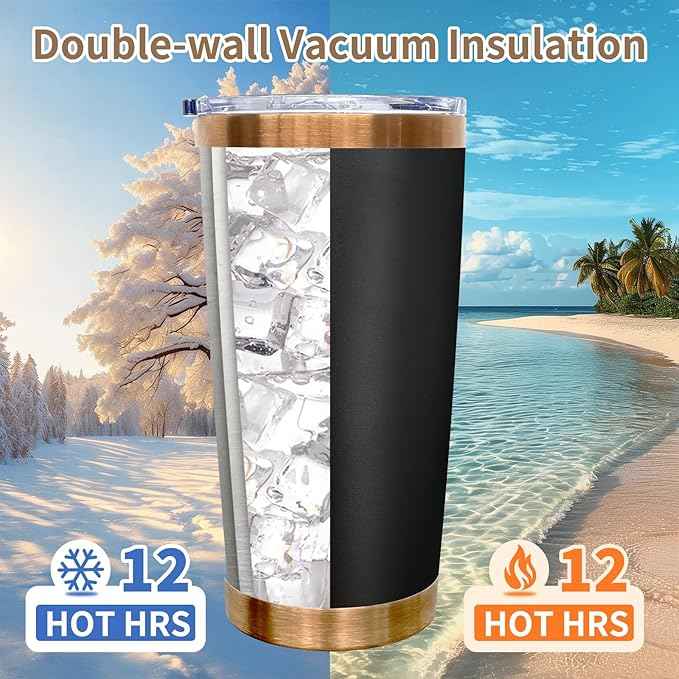 20 oz Tumblers Stainless Steel Tumbler with Lid and Straw Insulated Coffee Mug for Laser Graving 20oz Powder Coated Cup(Black,1 pack)