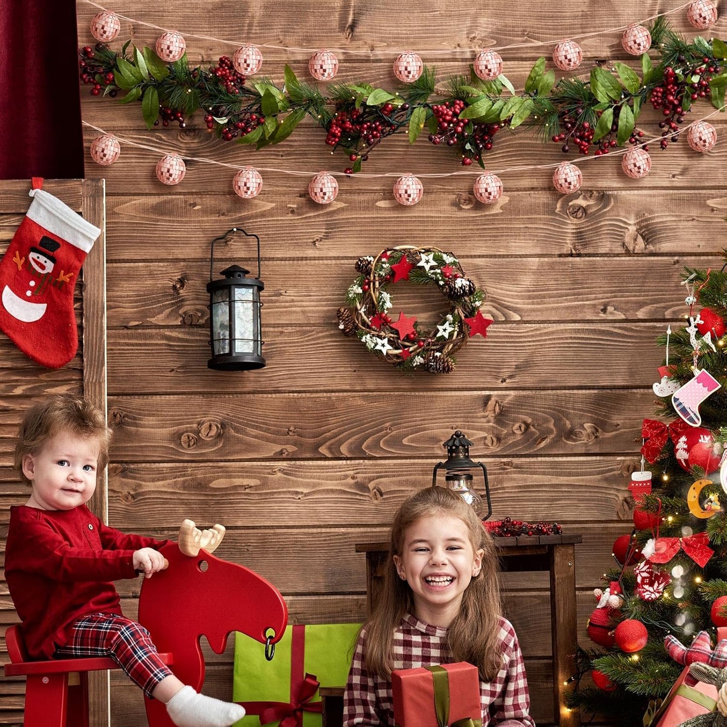 Zhanmai 30 LED Disco Ball String Lights Decor Lighted Mini Mirror Disco Balls Ornaments for 70s 80s Party Supplies Club(1.57 Inch Ball,Rose Gold)