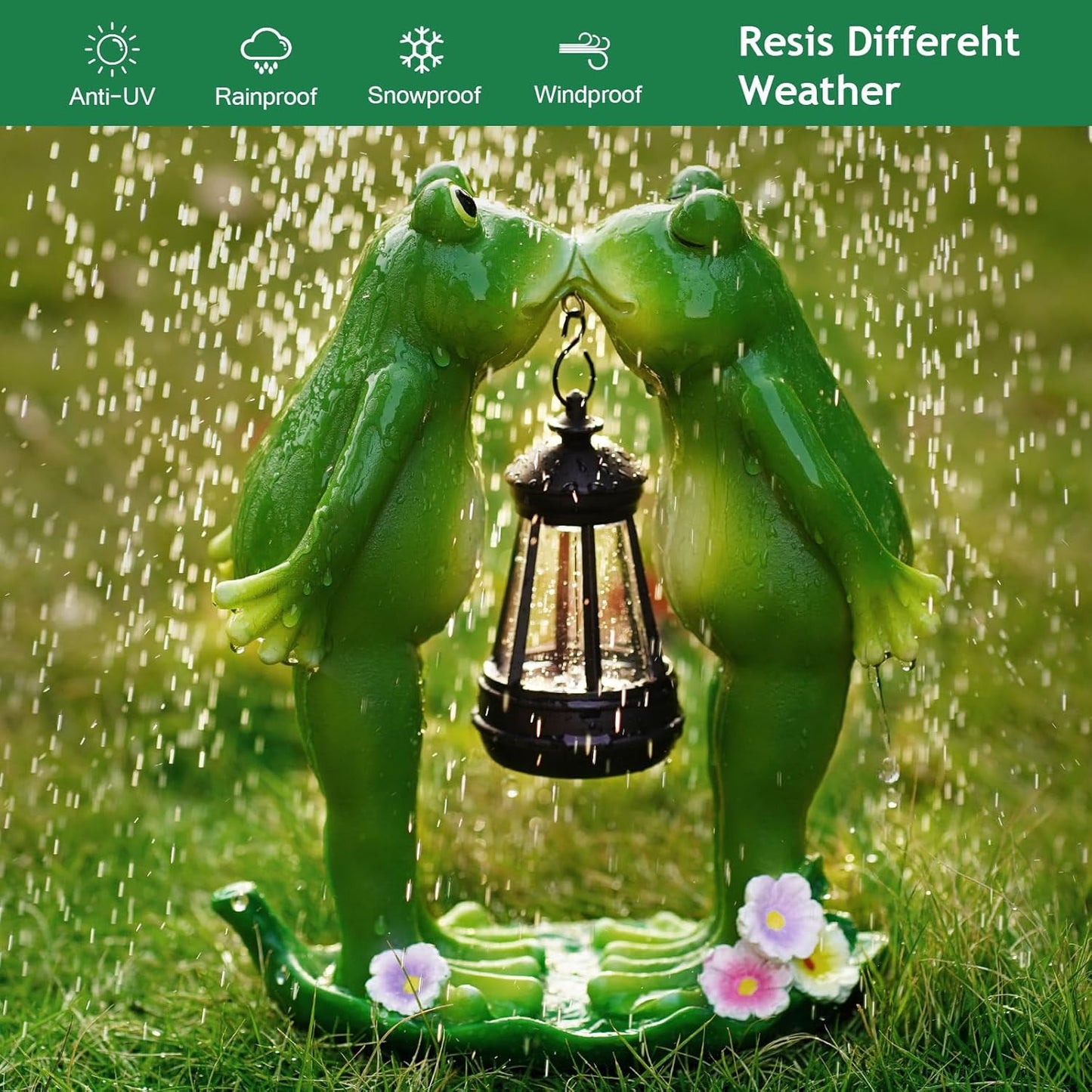 Solar Frogs Statue for Garden Mother's Day Decorations Solar Lantern LED Yard Decorations for Porch Patio,Yard,Lawn - Frog Statue Gifts for Women Mom Grandma (Kiss Frog)