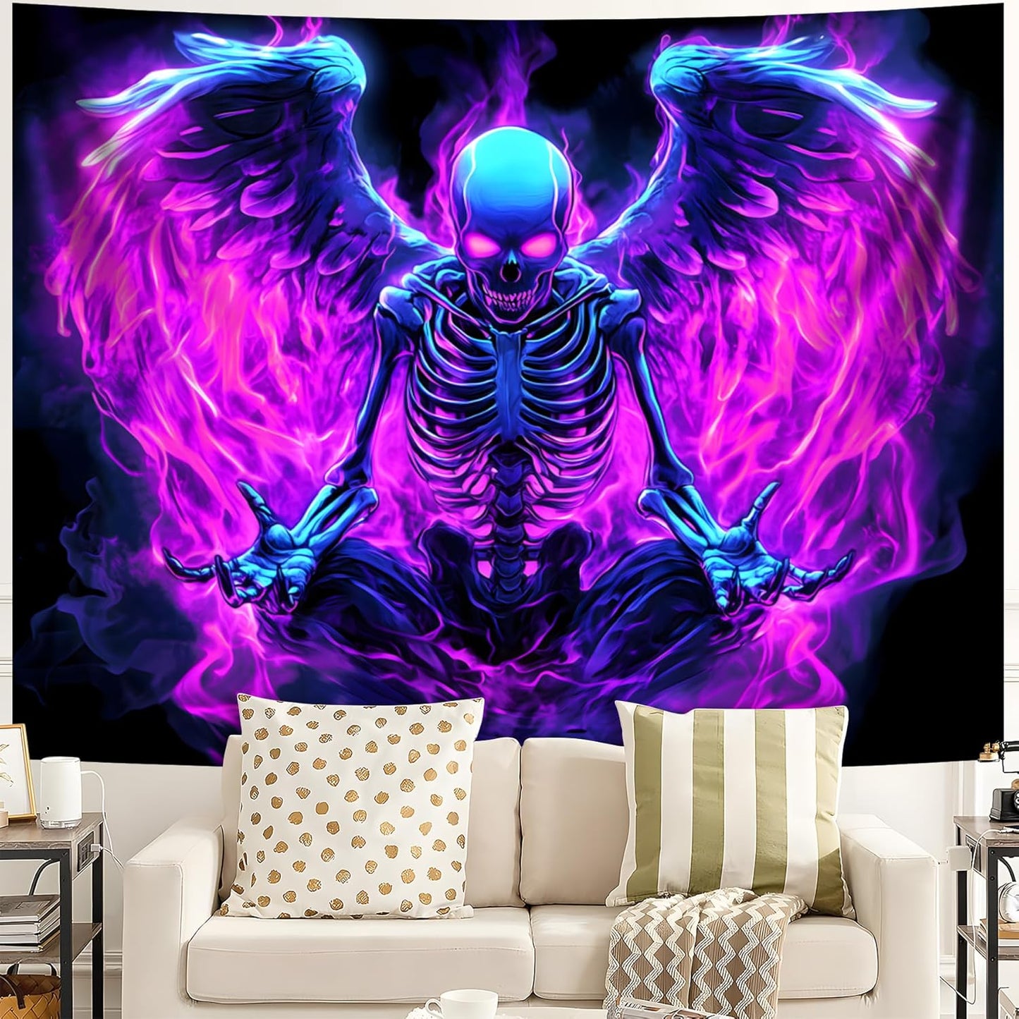 Blacklight Tapestry,WingTapestry Glow In The Dark,UV Reactive Black Light Upright Posters Wall Hanging for Bedroom Dorm Living Room Backdrop Decor (wing14, 90L" x 70W")