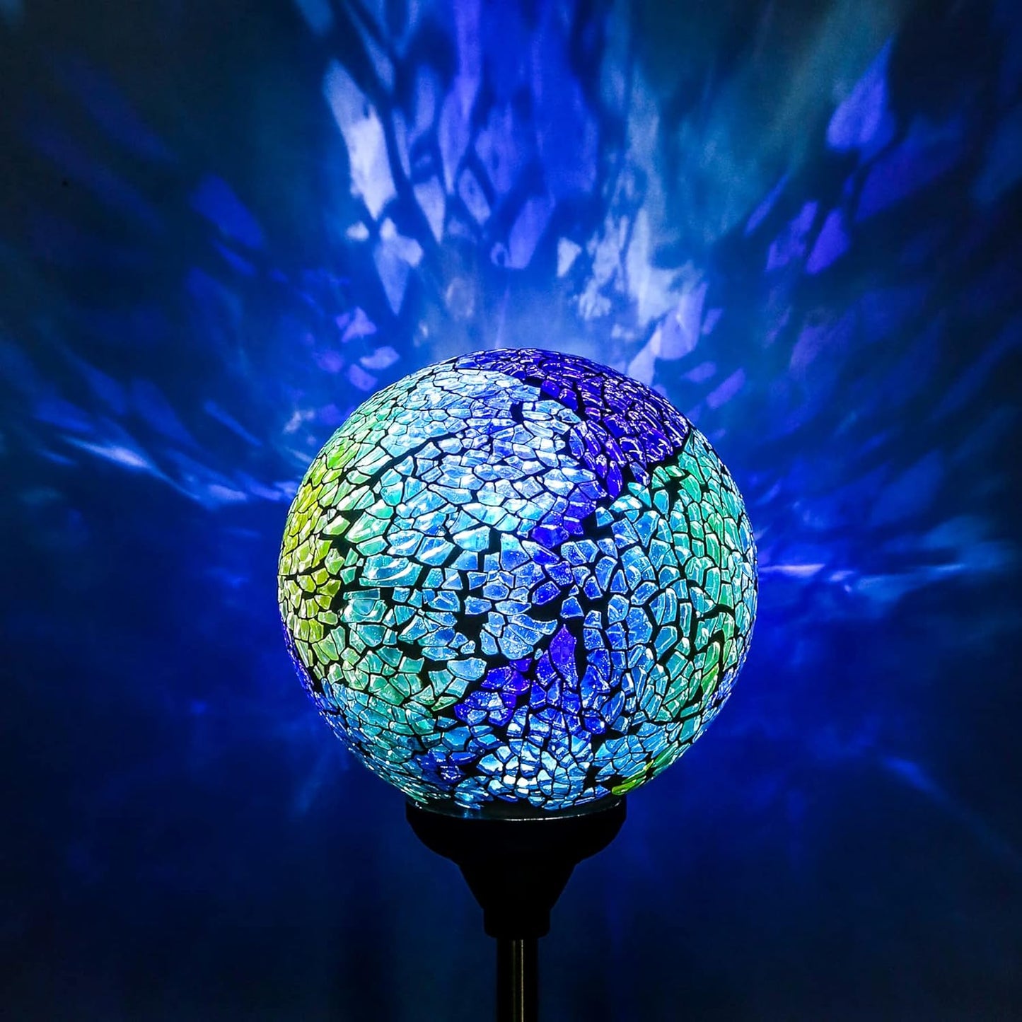WNP Outdoor Mosaic Solar Light Stake Decor for Garden Waterproof,Color Glow Solar Powered Led Light Decorative Outdoor Landscape Blue Glass Ball Solar Absorb Birhtday Gift Lights for Mom Yard,Path