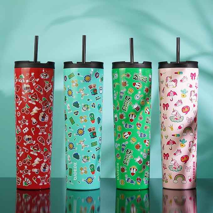 BJPKPK 18oz Tumbler With lid And Straw Stainless Steel Travel Coffee Mug Insulated Tumblers Cups,Passionate-Red