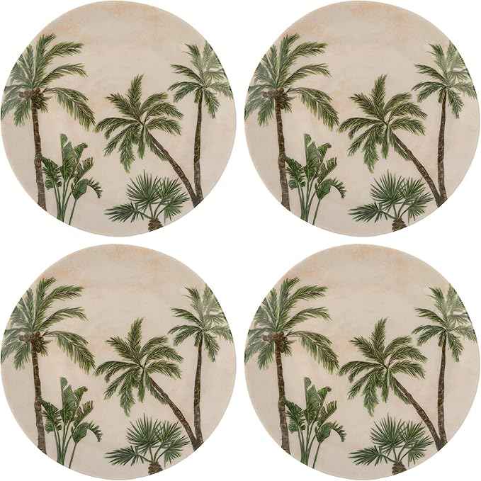 Karma, 8.75 inches Melamine Salad Plates Set of 4, Reusable Dishwasher Safe Plates for Outdoor and Indoor, Makai