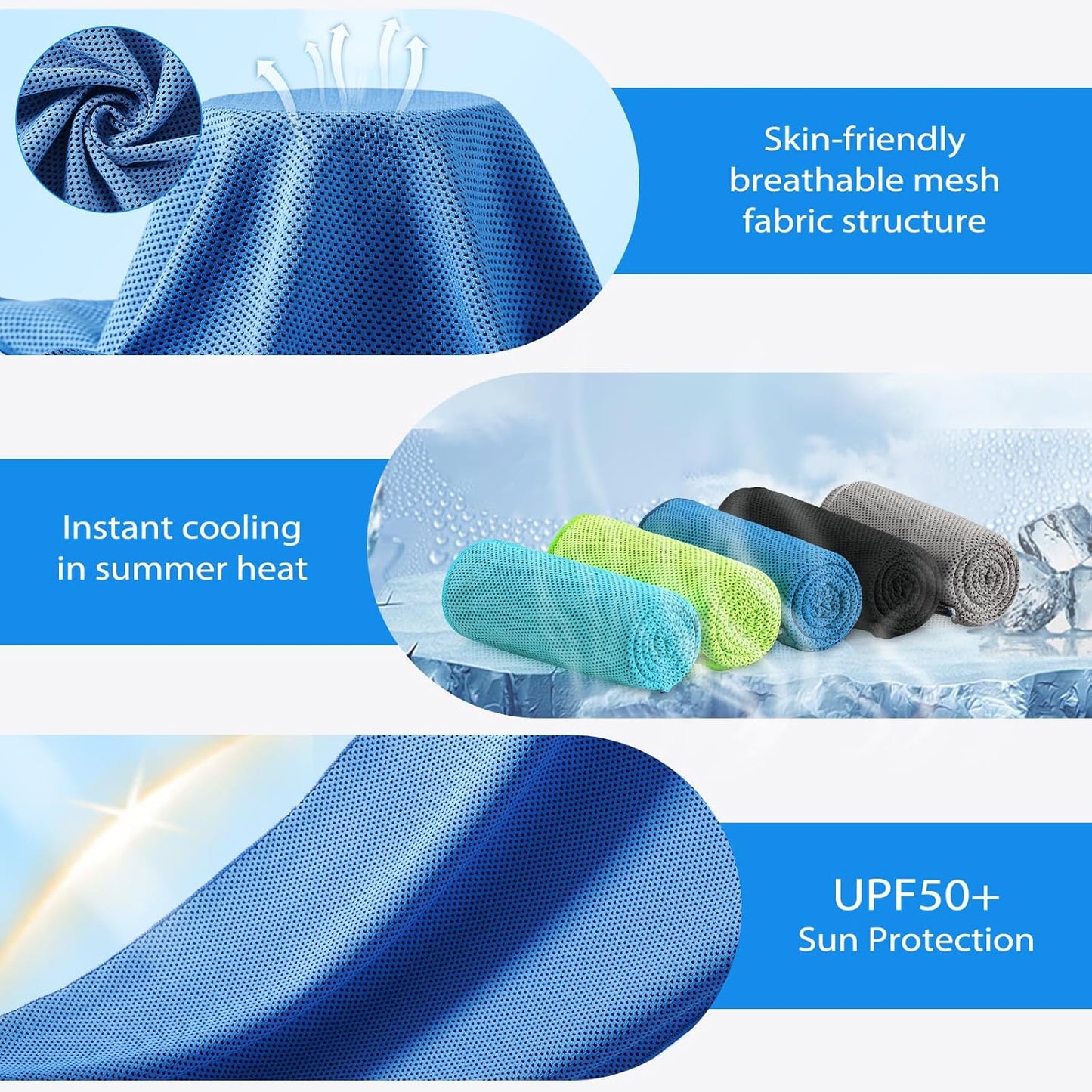 Cooling Towels - 5 Pack Gym Towels, Gym Towel for Working Out, Yoga Towel, Quick Dry Towel for Running, Camping, Fitness & More Activities