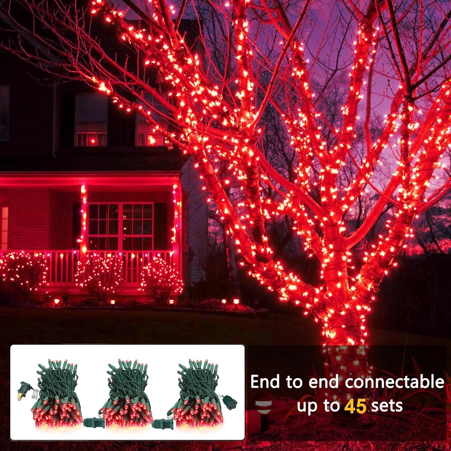 Brizled Red Christmas Lights, 33ft 100 LED Christmas String Lights, 5mm Wide Angle Mini Xmas Tree Lights, 120V UL Certified Connectable Xmas Light for Tree Party Wedding Home Indoor Outdoor Decoration
