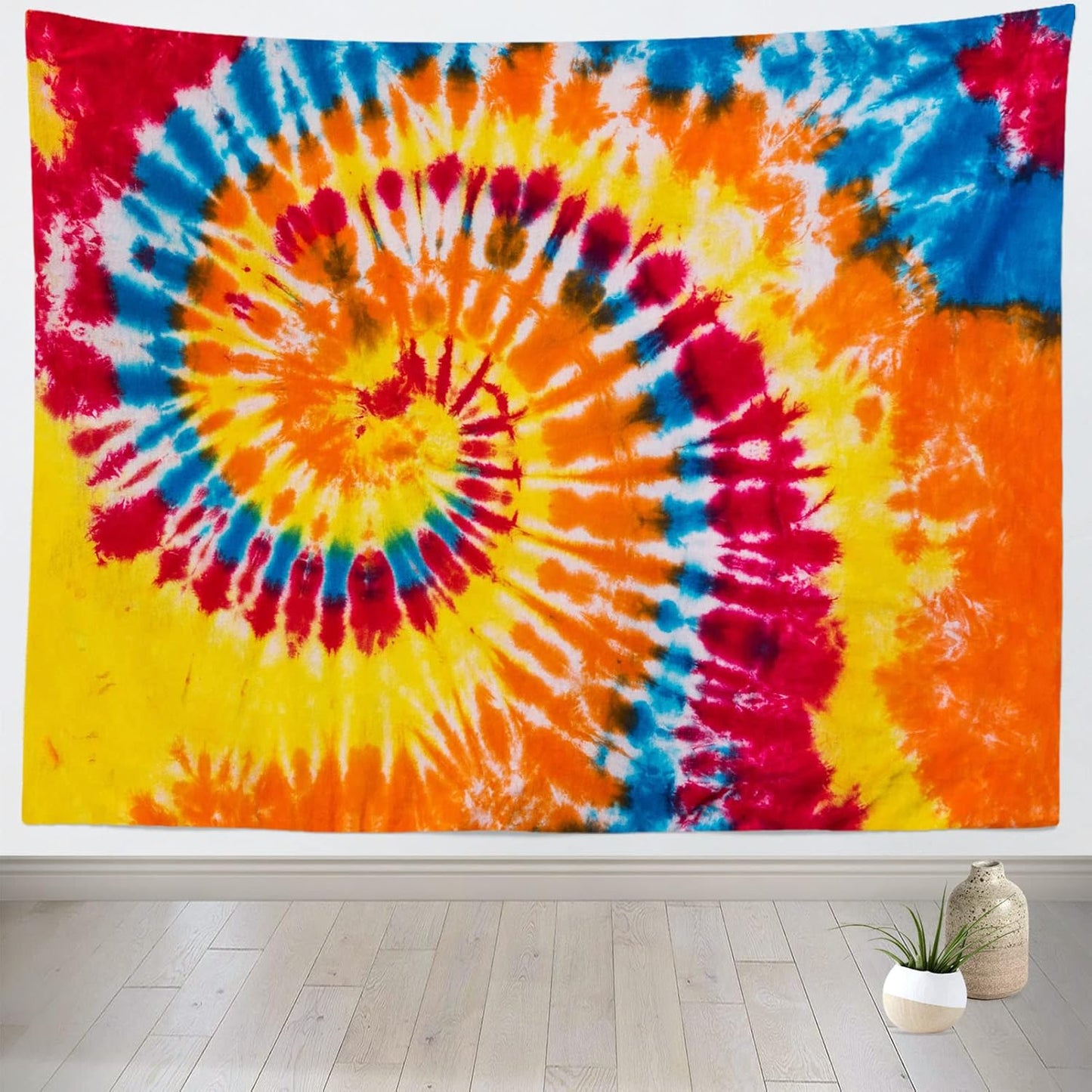 BELECO Tie Dye Tapestry Wall Hanging 92x70 Inch Colorful Spiral Tie Dye Party Decorations Watercolor Rainbow Tapestry 60s 70s Hippie Supplies Tie Dye Tapestries for Bedroom Living Room Dorm Decor