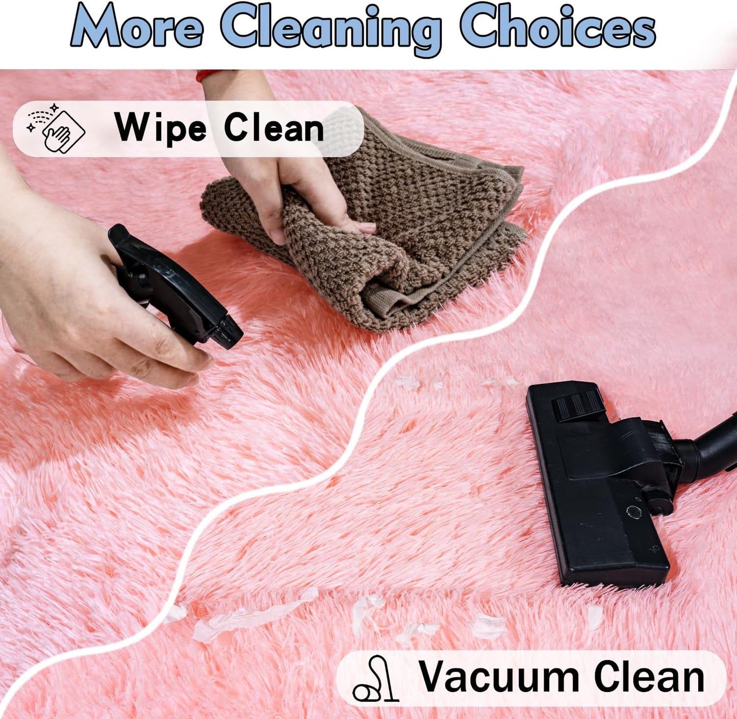 Ultra Soft Fluffy Pink Rugs for Bedroom 2x6 Feet, Fluffy Shag Area Rugs for Living Room, Large Comfy Furry Rug for Girls Kids Baby Room Decor, Non Slip Nursery Modern Indoor Fuzzy Floor Bedside Carpet