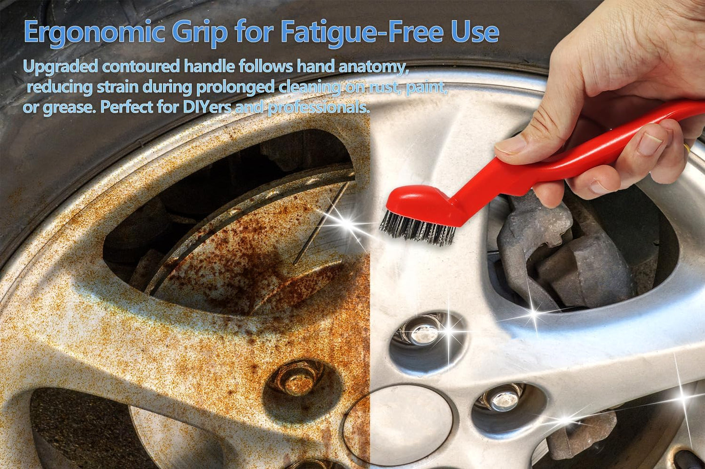 GOLDEN SMILE 3-Pack Heavy-Duty Stainless Steel Wire Brushes – 7" Ultra-Stiff 5x29 Grid (40% Denser Bristles) – Resists Bending, Rust & Grime Blaster for Industrial Cleaning