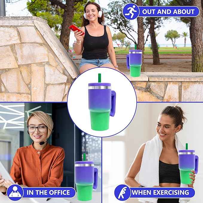 2PCS 20-OZ Insulated Water Bottle,Insulated Stainless Steel Tumbler,Reusable Cold Drink Thermos,BPA-Free, Double-Wall Stainless Steel Water Bottle (Purple Green Gradients, 20, Fluid Ounces)