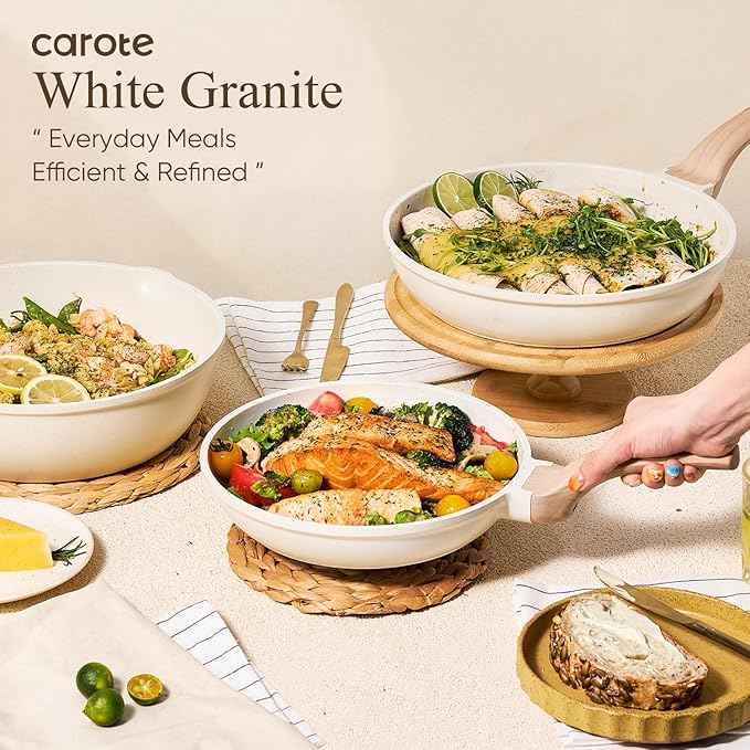 CAROTE 14 Pcs Pots and Pans Set Nonstick,Cookware Set Kitchen Cooking Set with Utensil and Pan Protectors Mothers Day