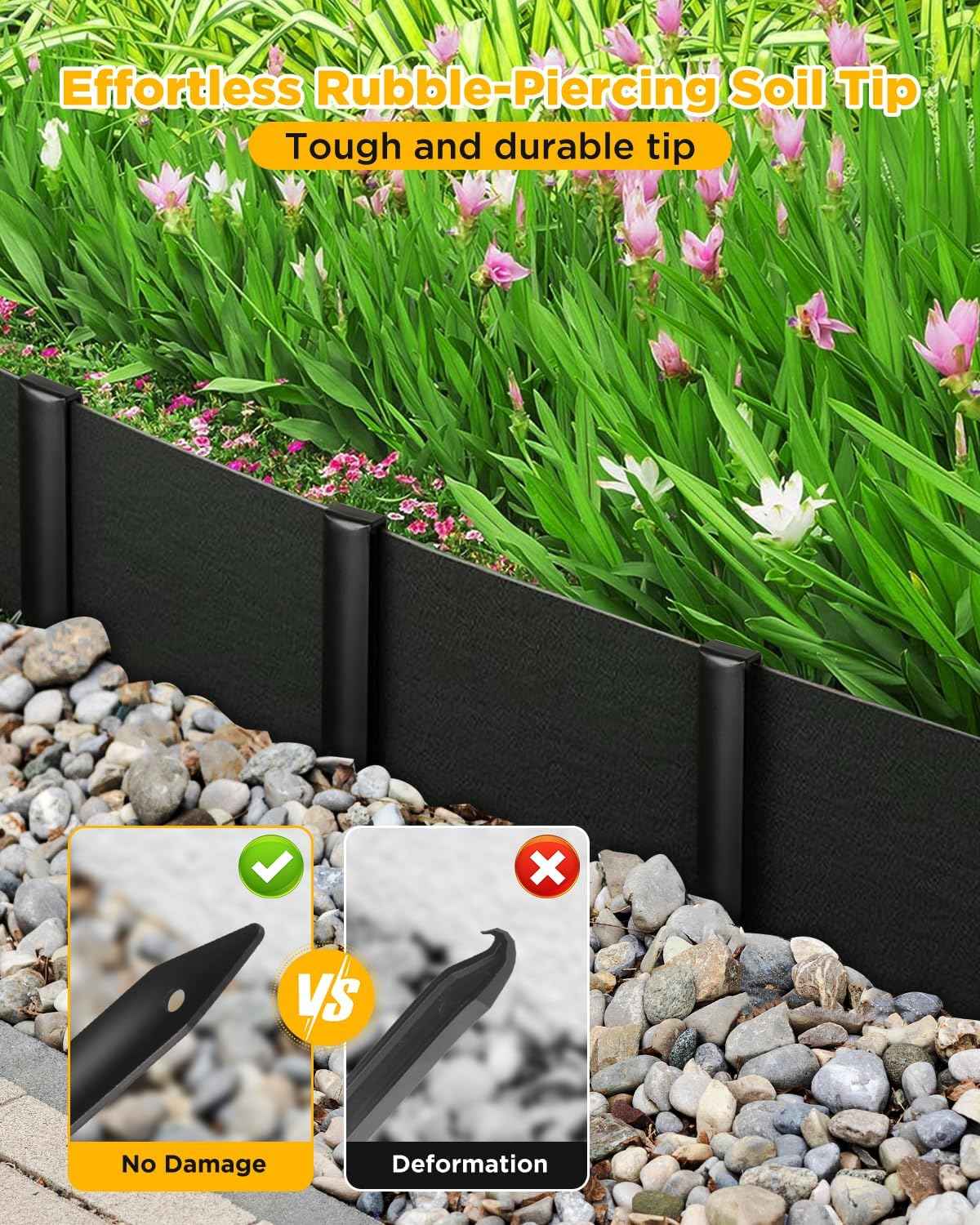 Landscape Edging Metal Stakes - 40 Pcs, 10 Inch Garden Landscape Stakes, High Carbon Steel Landscape Anchoring Stakes for Flowerbed Edging, Outdoor Tent and Landscape Edging Coil