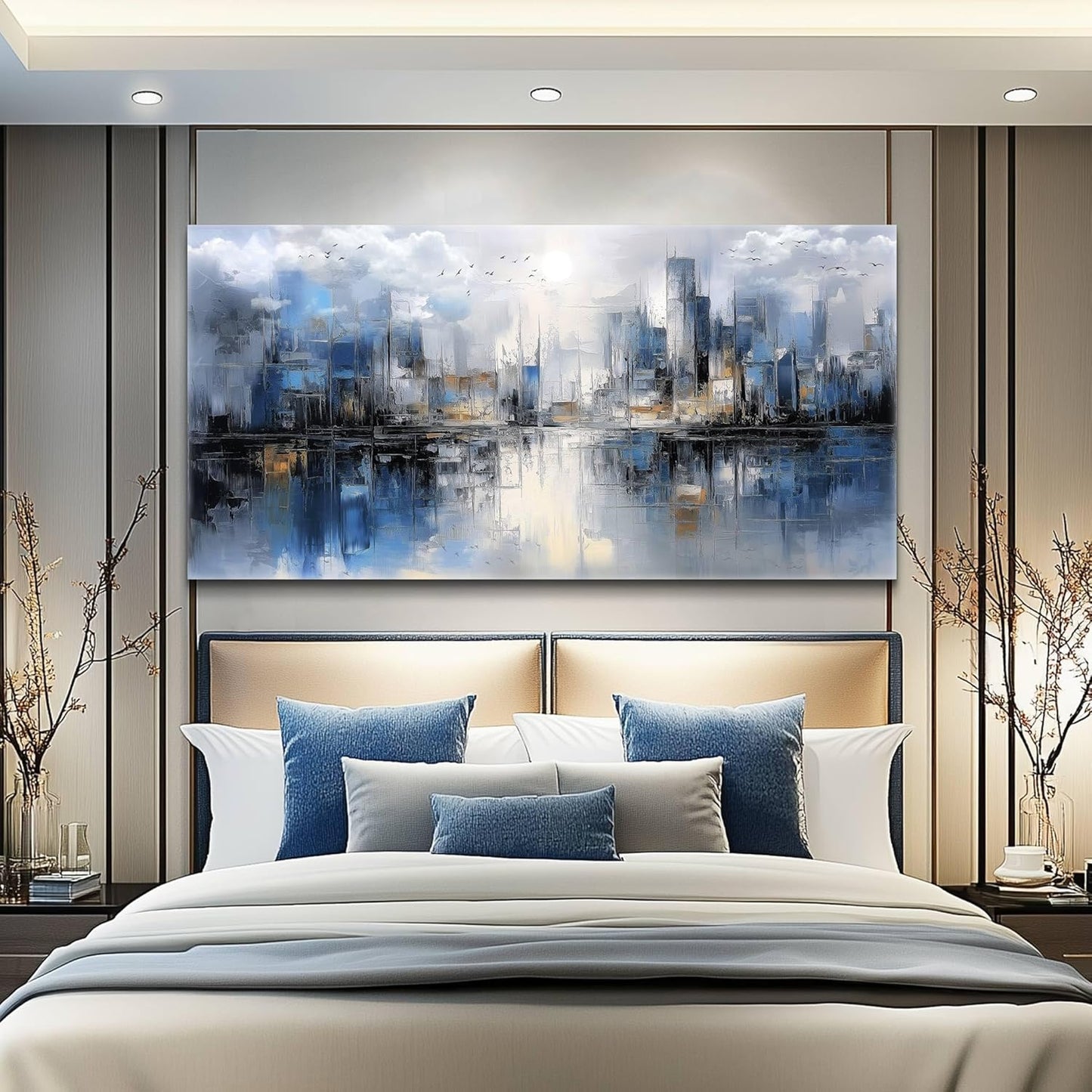 Large Wall Decor for Living Room Canvas Wall Art for Office Wall Decorations for Bedroom Abstract Watercolor Painting Artwork Room Home Decor 24x48 in