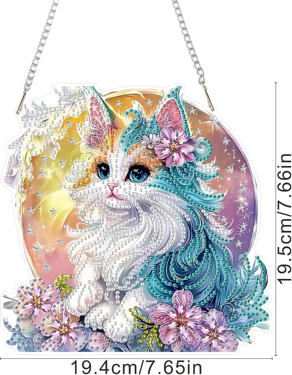 SENQAO Cat Diamond Art Hanging Kit for Adult, Special Shaped Rhinestone, Double Sided DIY Acrylic Diamond Art Painting Window Pendants Home Garden Wall Hanging Kits Hanging Ornament