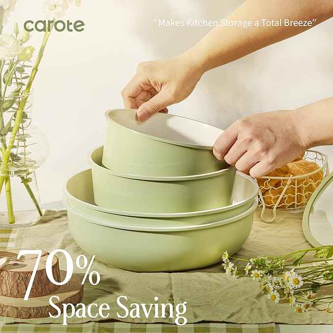 CAROTE 25-Piece Ceramic Cookware Set, Nonstick Pots and Pans Set with Detachable Handle, Non-Toxic Kitchen Cooking Set, Dishwasher & Oven Safe, Induction Compatible, PFAS Free, Mothers Day Gifts