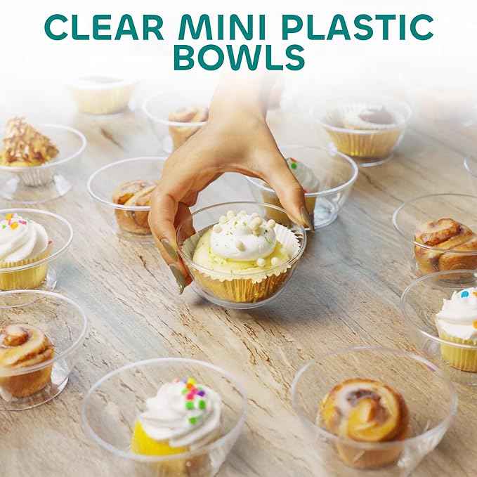 Clear Mini Plastic Bowls - (Bulk Case Pack of 1000) 6 Oz Disposable Premium Hard Plastic Dessert Bowls for Serving, Weddings, Catering, Parties, Ice Cream, Salsa, Home or Event Party Supplies