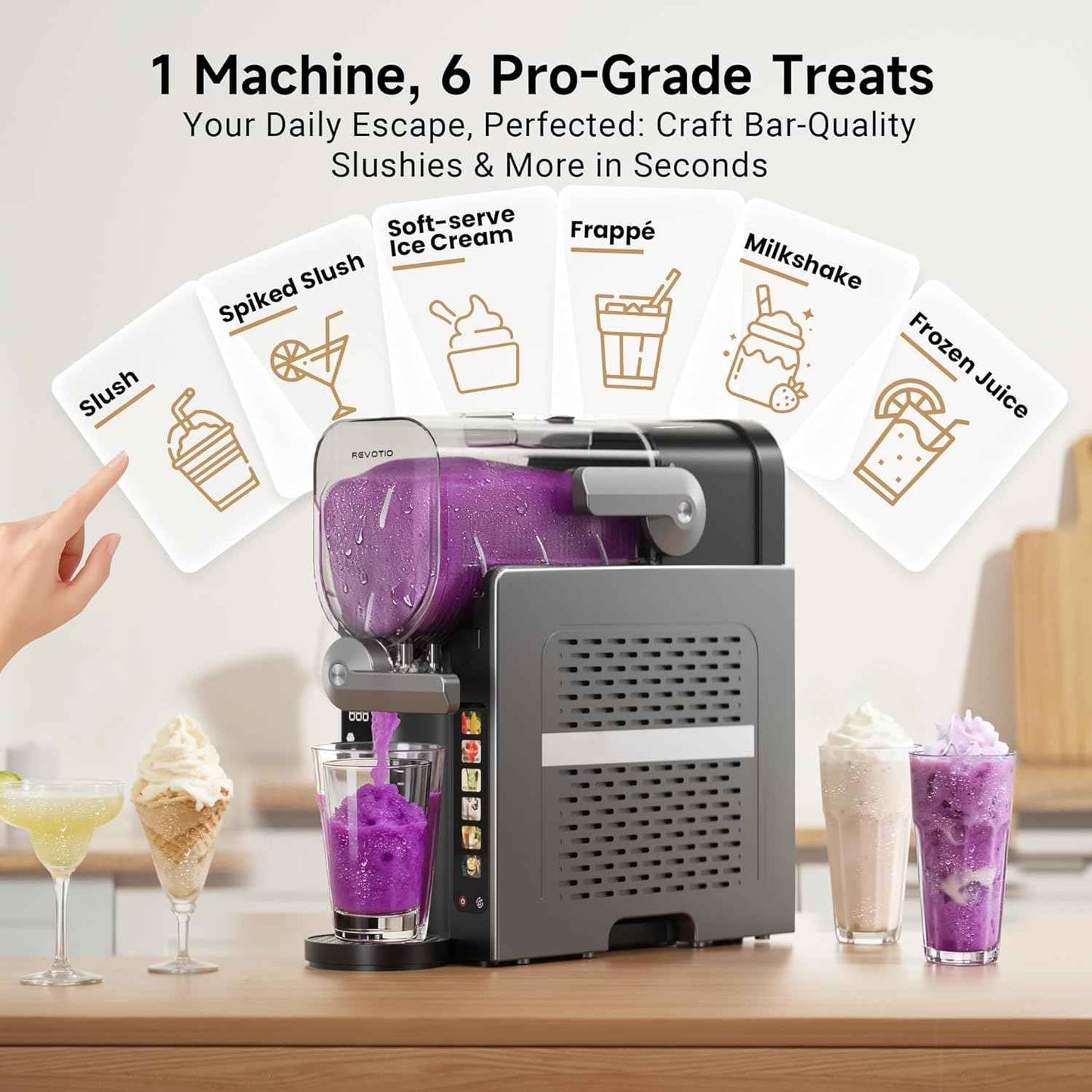 Slushie Machine for Home, 88 oz Slushy Machine, No Ice Needed Frozen Drink Maker with 6 Presets, Quiet, Auto-Clean, LED Display, Black, Perfect for Margaritas, Frappés, Milkshakes and More