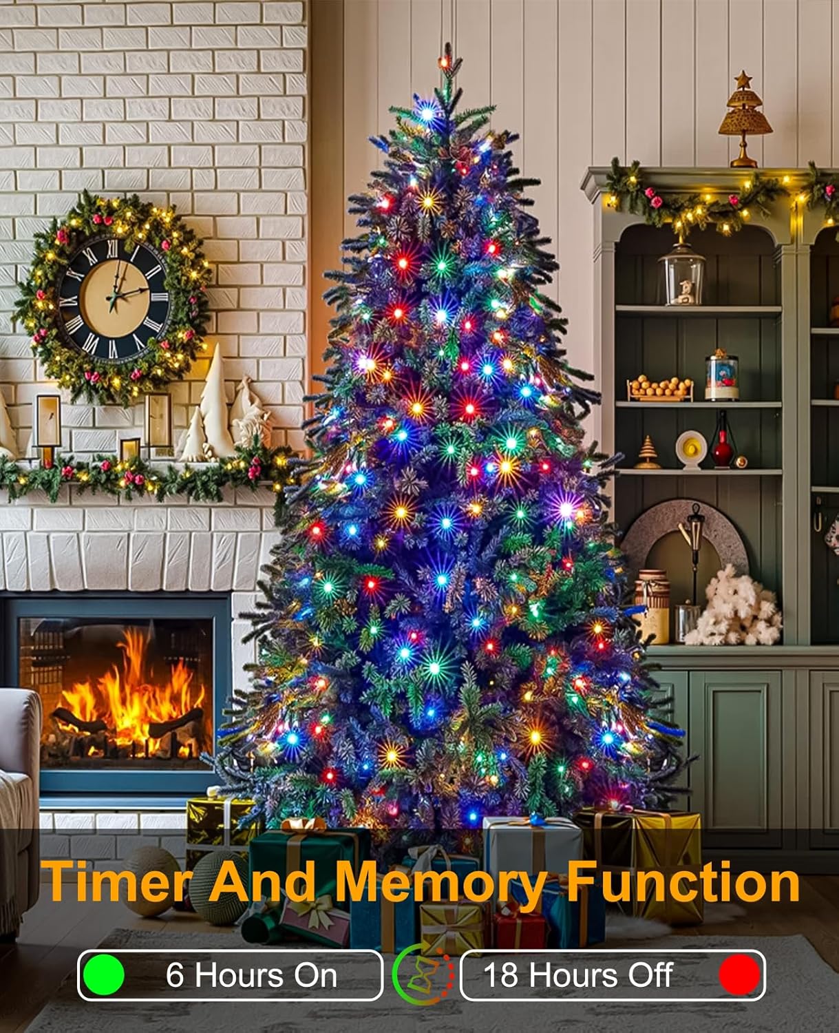 Christmas Lights Outdoor, 80FT 240 LED Connectable Christmas String Lights Green Wire with 8 Modes, Waterproof Twinkle Tree Lights for Indoor Room Patio Garden Party Decorations, Multicolor