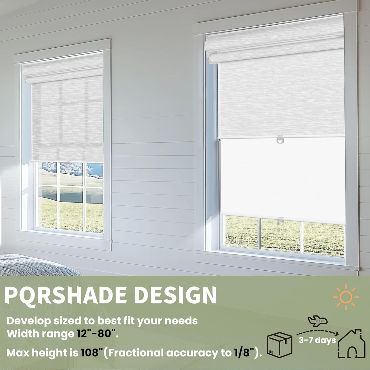 Cordless Dual Roller Shades with Cassette Valance,Double Window Shades Custom Blackout and Light Filtering Shades,Day Night Roller Blinds for Home Office Bedroom,35" W x 80" H,Jacquard White