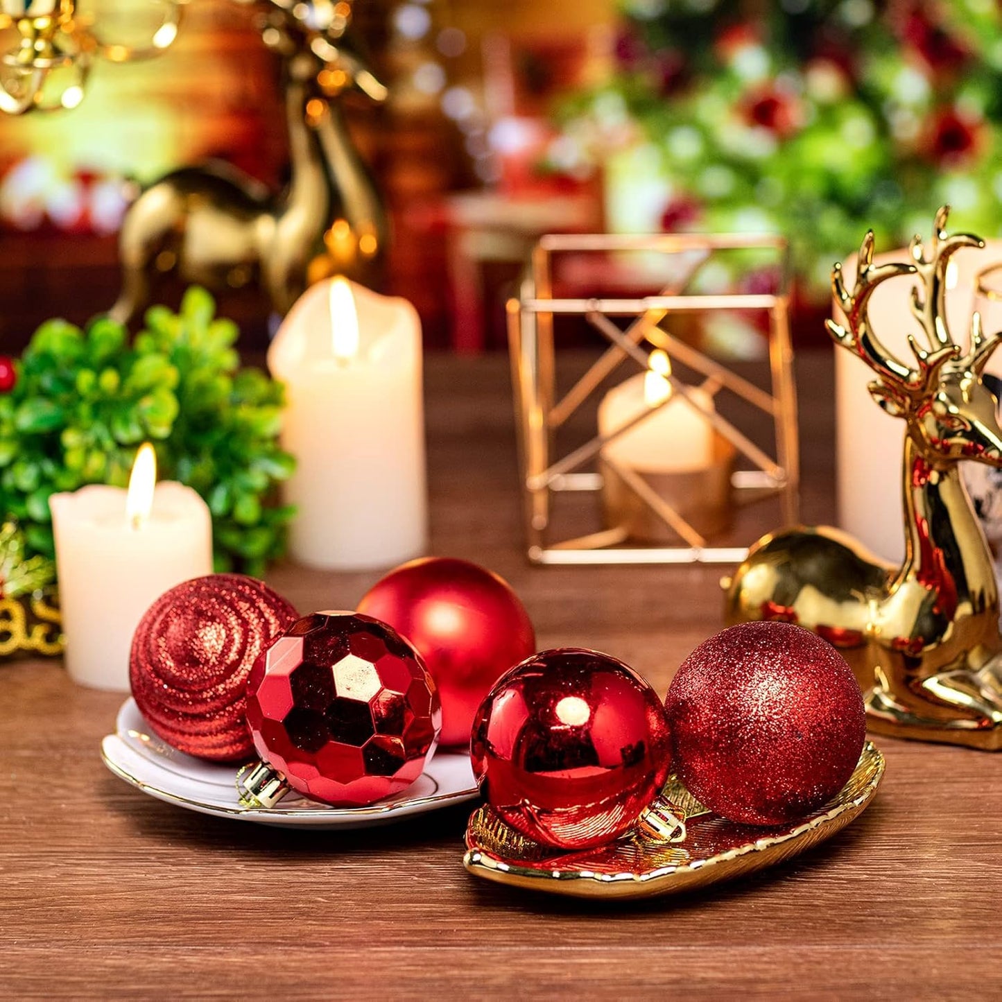 XmasExp 60mm/2.36" Christmas Ball Ornaments Shatterproof Christmas Ornaments Set Decorations for Xmas Tree Balls - 24ct (2.36'', Red)