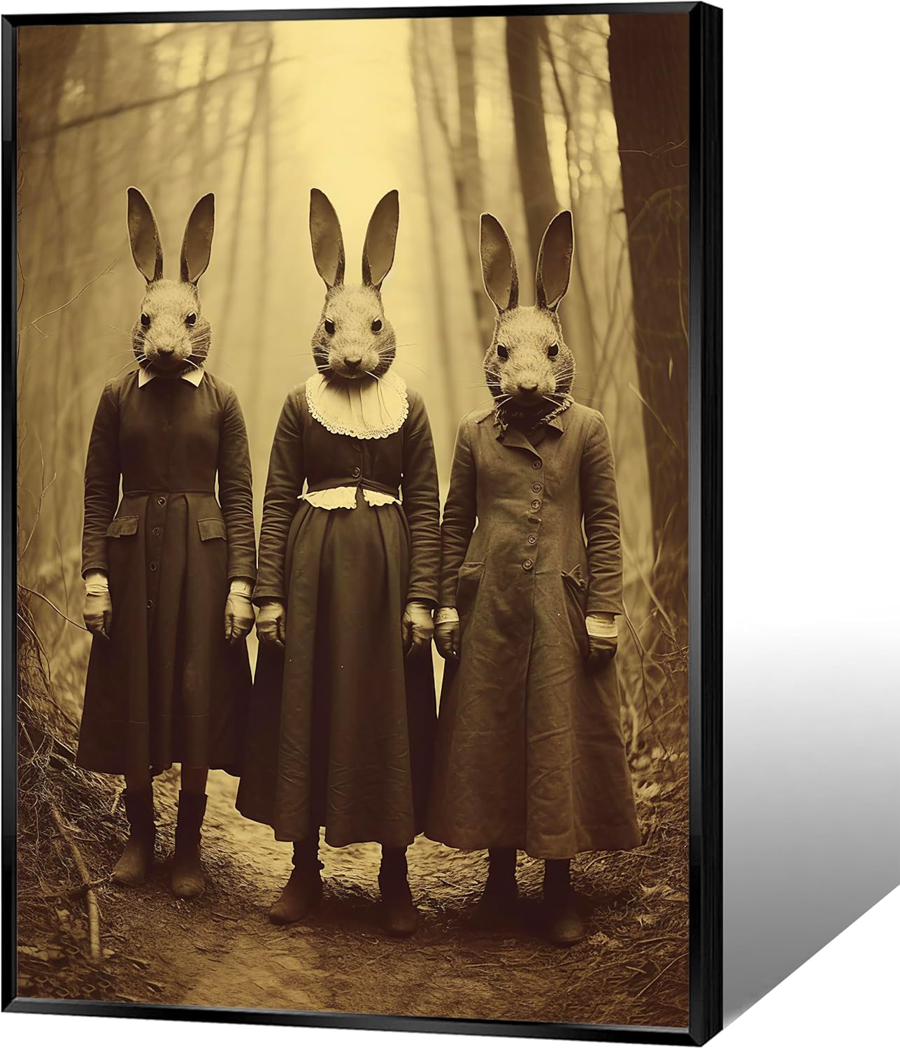 Vintage Halloween Wall Decor Rabbit Cult of the Occult Forest Canvas Wall Art Poster Gothic Dark Academia Decorations Room Creepy Print Spooky Pictures 24X36inch Aluminum Framed