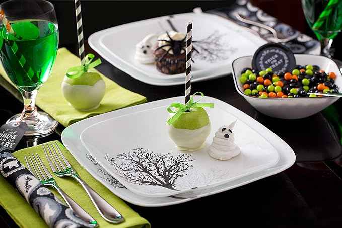 Corelle Vitrelle 18-Piece Service for 6 Dinnerware Set Triple Layer Glass and Chip Resistant, Lightweight Square Plates and Bowls Set, Timber Shadows