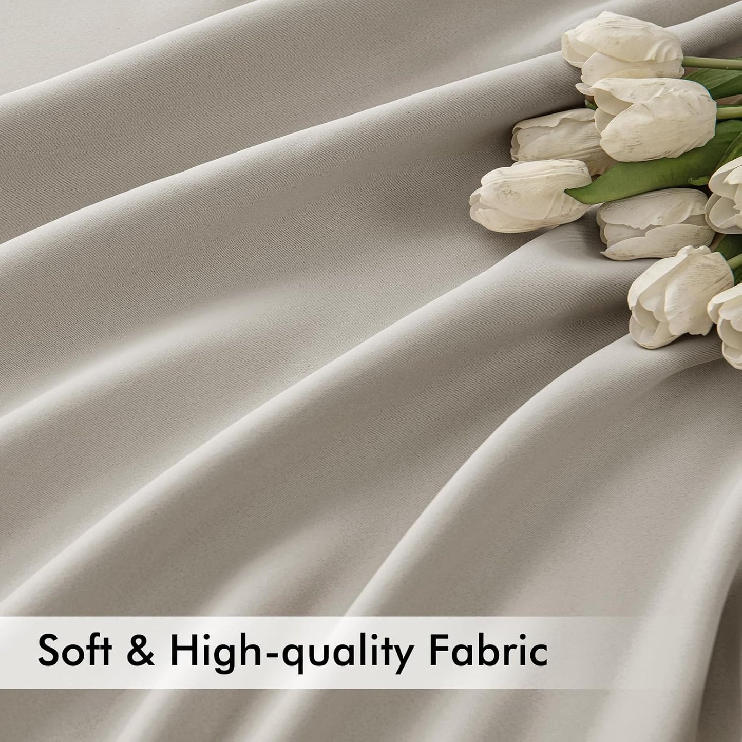 MIULEE Natural Back Tab Blackout Curtains 120 Inch Long 2 Panels Set for Bedroom, Rod Pocket/Pinch Pleated Extra Long Thermal Insulated Living Room Darkening Light Blocking 10FT Drapes