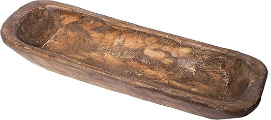 MAINEVENT Decorative Wooden Dough Bowl Decor Approx 20 Inch, Spanish Oak Centerpiece Long Wood Dough Bowl, Made in USA