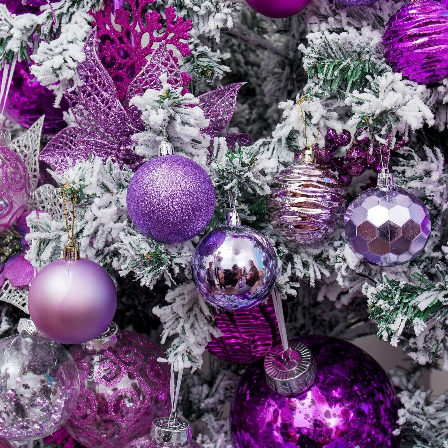 XmasExp 24ct Christmas Ball Ornaments Shatterproof Xmas Tree Hanging Balls Decorations Perfect for Halloween Decorations Holiday Wedding Christmas Decor(2.36"/60mm, Light Purple)