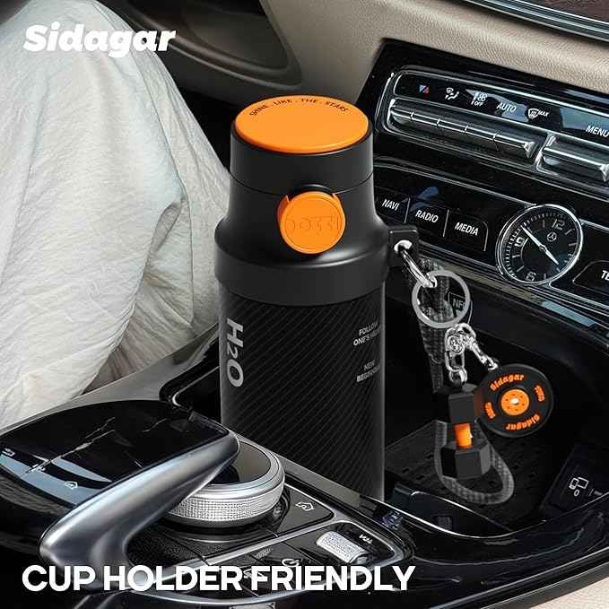 18 oz Insulated Water Bottle, Stainless Steel Travel Mug with Lid, Double Wall Vacuum Sports Water Bottle, BPA Free, Leak-Proof, Fits in Car Cup Holder, Great for Men Kid School, Black