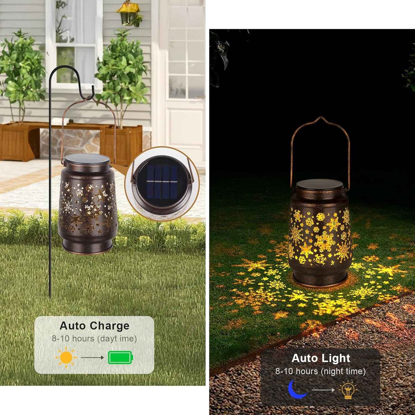 1 PCS Outdoor Lanterns Solar Powered Waterproof Decorative Hanging, Solar Power Lanterns for Outside, Christmas Gifts for Women, Flower Decor for Garden Lawn Backyard Front Porch