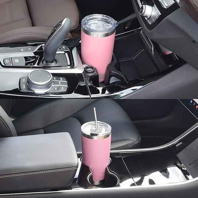 WETOWETO 20oz Tumbler with 2 lids and 2 straws, Stainless Steel Vacuum Insulated Water Coffee Tumbler Cup, Double Wall Powder Coated Spill-Proof Travel Mug Thermal Cup (Ice Pink, 1 Pack)