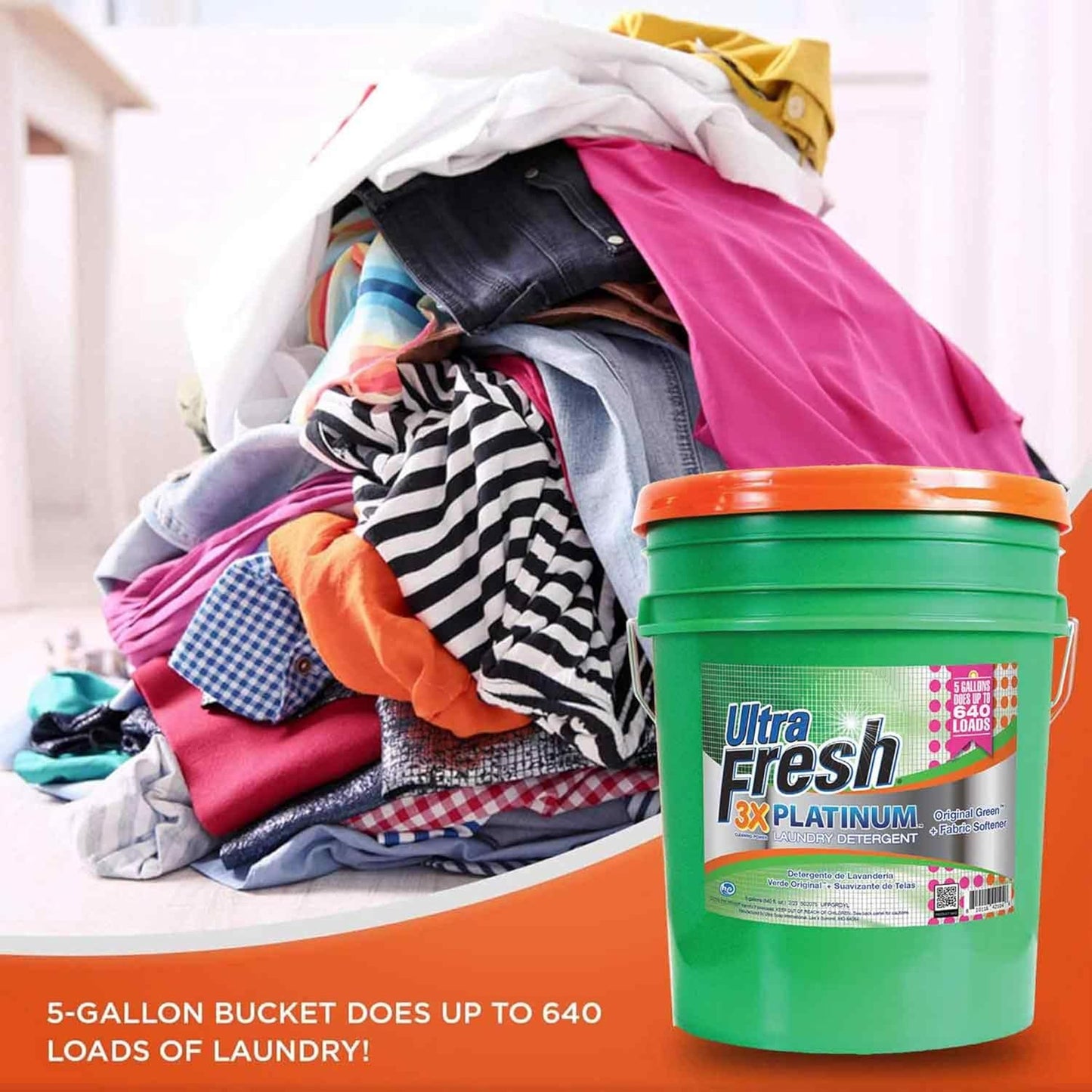 Ultra Fresh 3X Platinum Liquid Laundry Detergent with Fabric Softener, Green - Deep Cleaning Power and Fresh Scent for Washing Clothes