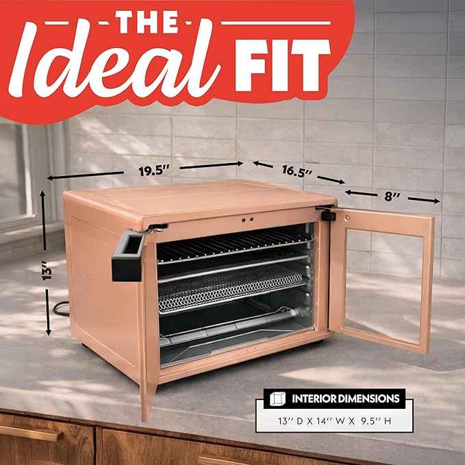 Gourmia French Door Air Fryer Oven - 37 Qt Large Capacity Convection Toaster Oven, FryForce 360°, Digital Display, 12 Cooking Presets, Dehydrate, Fits 13” Pizza, Dishwasher-Safe, Peach