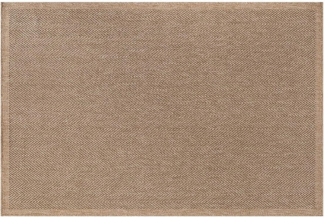 CAMILSON Easy Jute Rug 2x3, Indoor Outdoor Natural Color Fiber Area Rugs for Bathroom and Kitchen Rug, Herringbone Seagrass Boho Woven Design, Easy-Cleaning, Washable Outside Carpet Alfombras (2 x 3)