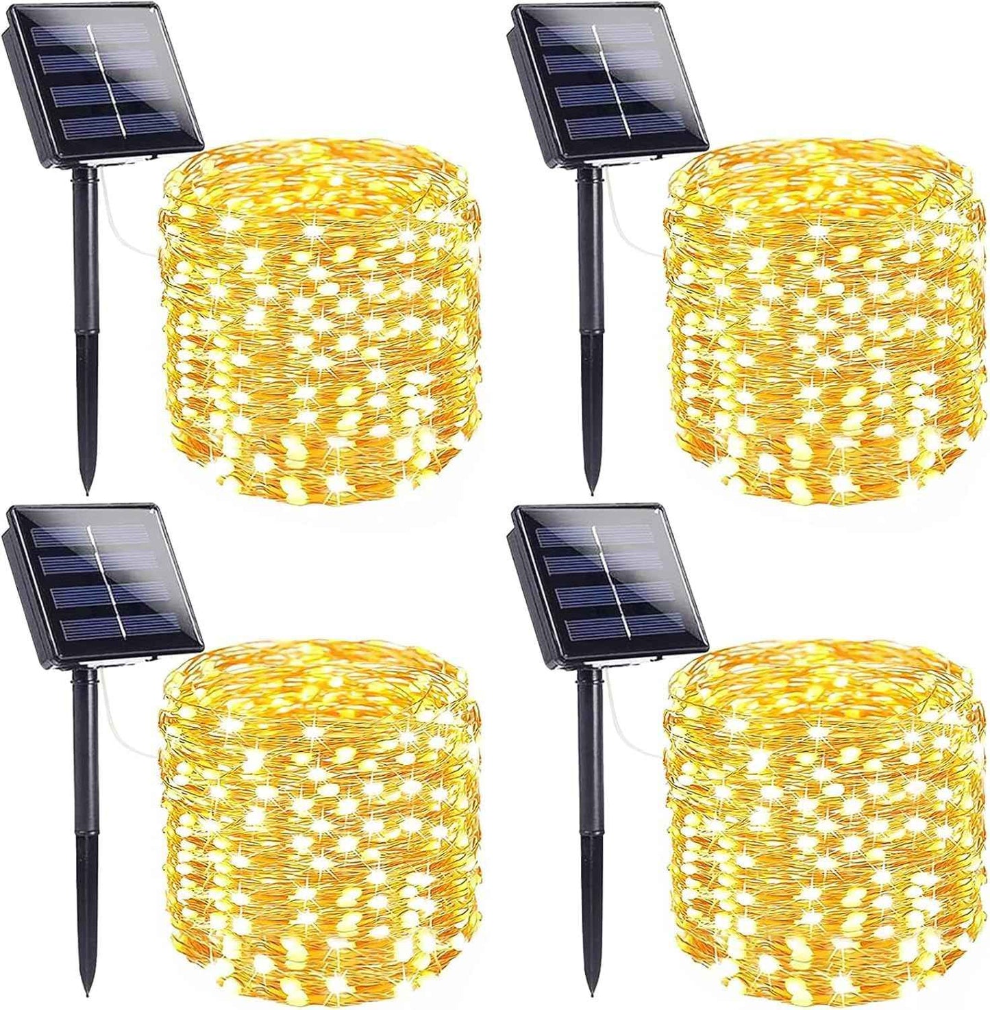 Extra-Long Solar String Lights for Outside, 4 Pack 400LED Solar Fairy Lights Outdoor Waterproof, Copper Wire with 8 Modes Solar Twinkle Lights for Tree Garden Party Patio Xmas Decor (Warm White)