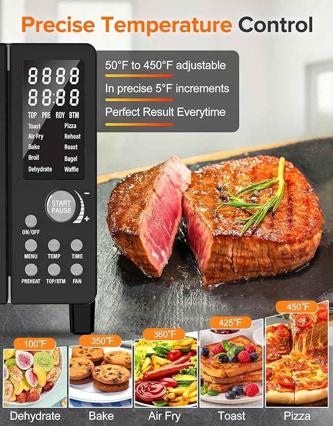 Nuwave Bravo Pro Smart Air Fryer Toaster Oven Combo, Airfryer Convection Oven Countertop, 10-in-1 Functions with Quicker & Even Crisp Technology, 1800W, 50-450°F, PFAS-Free, 21QT, Black