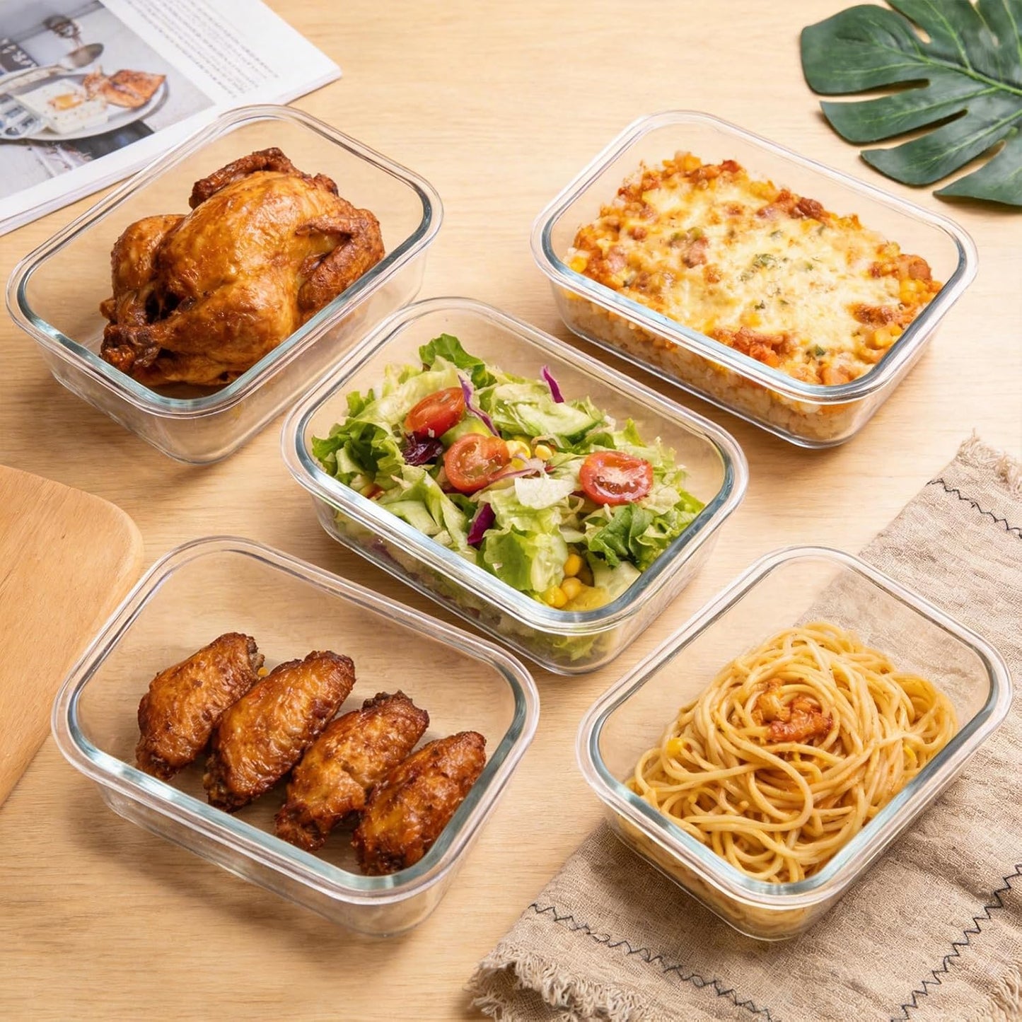 2 Pack 78 Oz / 9.8 Cups Large Glass Food Storage Containers with Lids, Borosilicate Glass Meal Prep & Baking Containers, Airtight Leakproof, Microwave Oven Freezer Dishwasher Safe, BPA Free