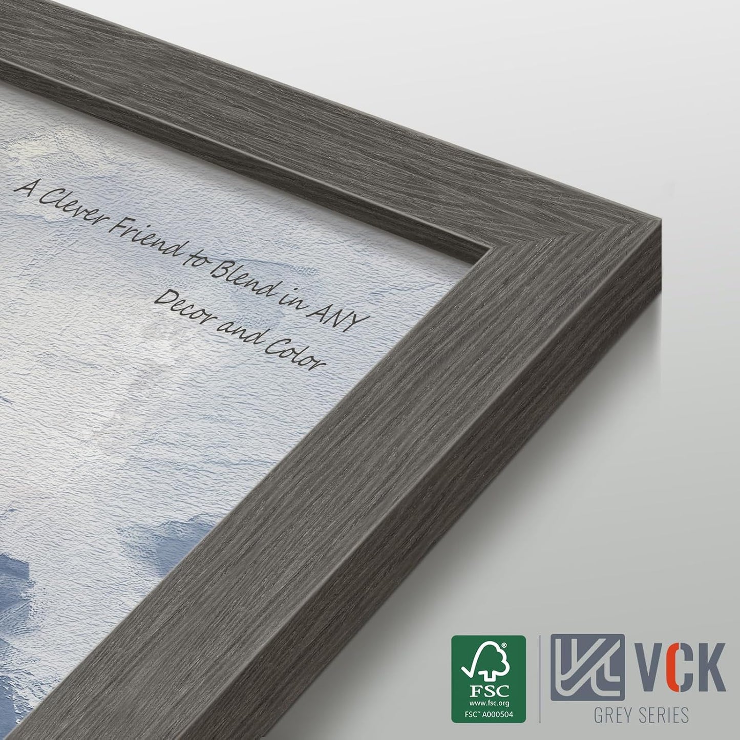 VCK 8x10 Picture Frame 3 Pack, Gray Solid Wood Frame, Exclusive Wood Grain, Wall Gallery Frame