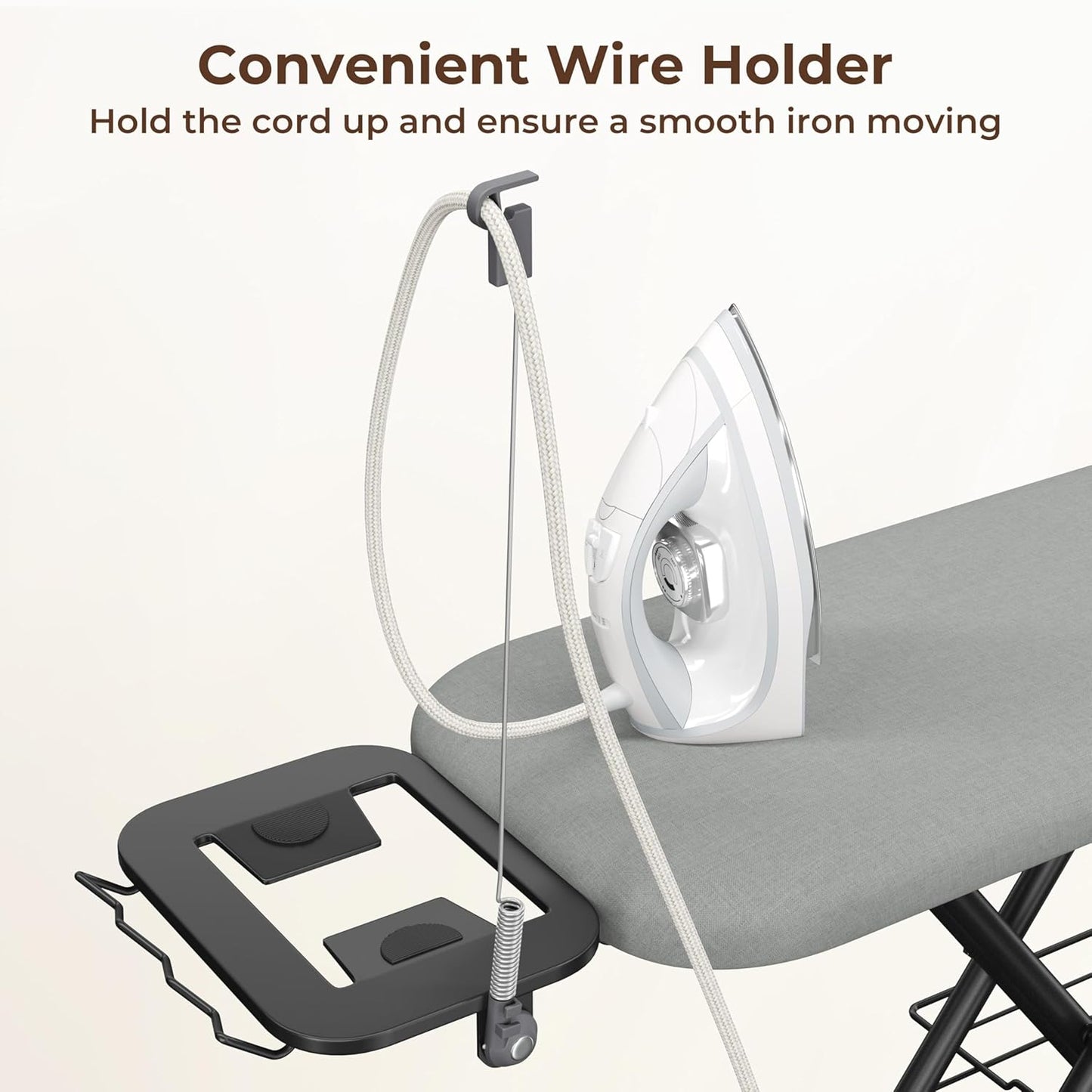 Yaheetech Ironing Board, Compact Iron Board with Cord Holder, Steam Iron Rest and Bottom Storage Tray, 9 Adjustable Heights & 3 Layer Cover, Folding Heavy Duty Ironing Board 52X14, Gray