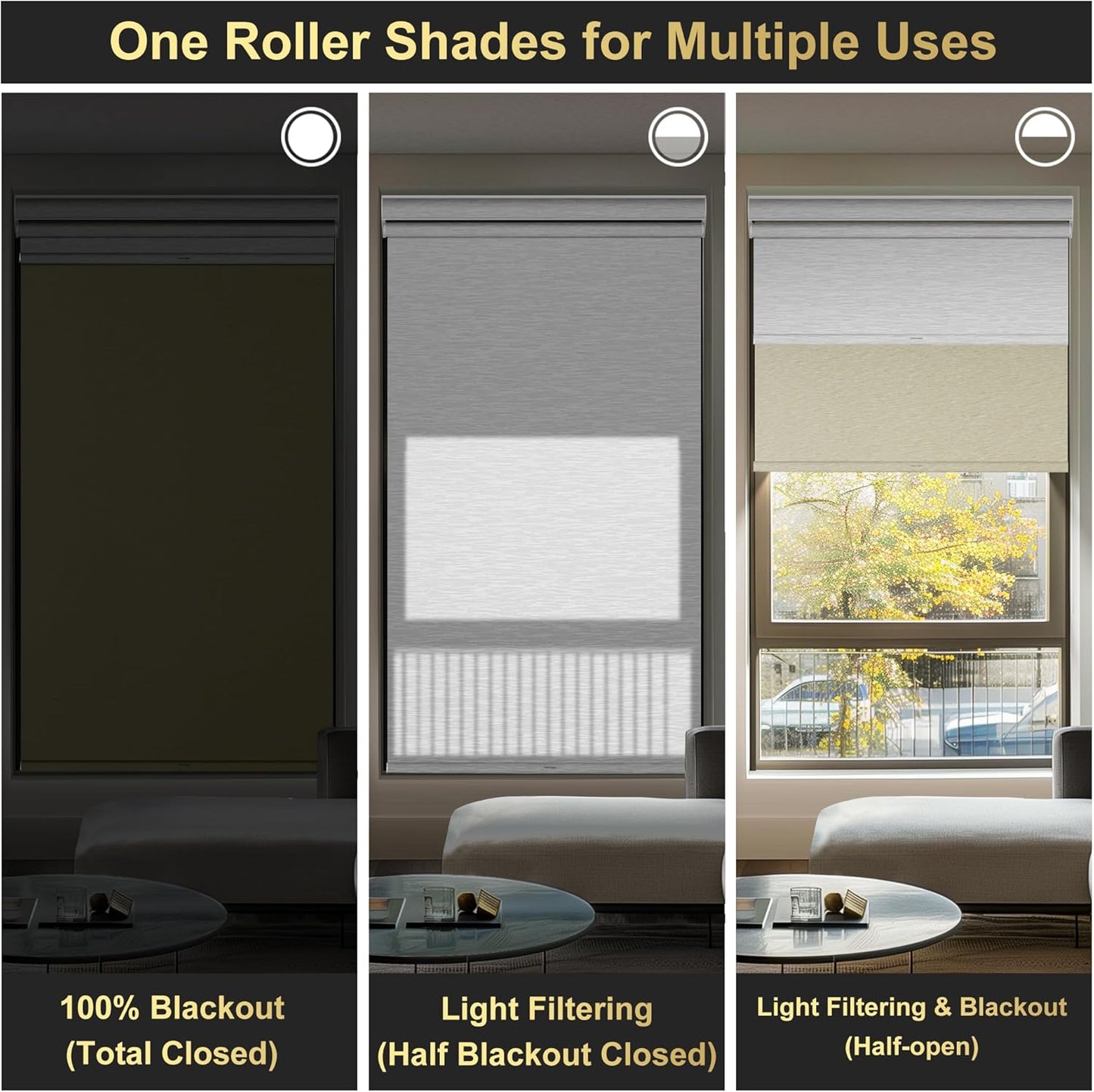 BERISSA Cordless Dual Roller Shades with Cassette Valance,Day and Night Blackout & Light Filtering Shades for Home Office,Door Window Shades - Beige and White,44 W x 86 H