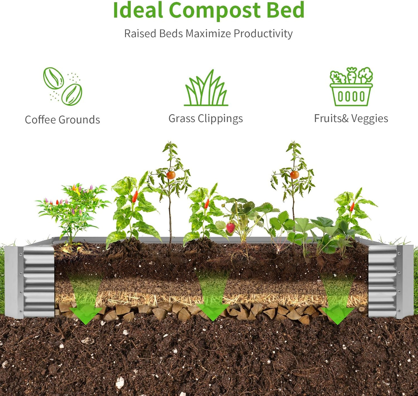 Land Guard 6×3×1ft Galvanized Metal Raised Garden Bed, Metal Planter Kit Box Outdoor for Deep-Rooted Vegetables, Flowers, Green and Herbs……