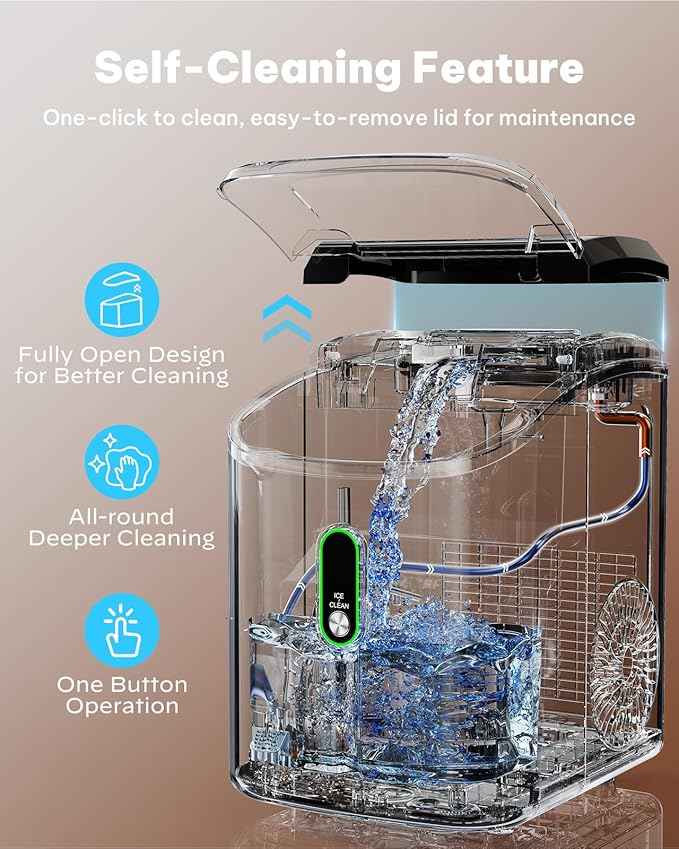 Silonn Nugget Ice Maker Countertop, Pellet Ice Machine with Self-Cleaning Function, Sonic Ice Maker Produces 33lbs of Chewable Ice in 24 Hours, Ideal for Home Kitchen and Office (Black)