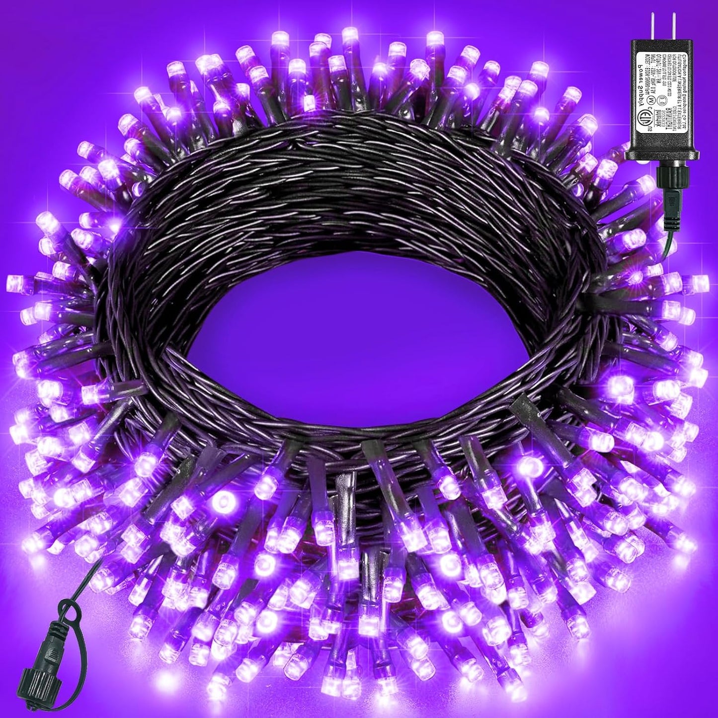 80FT 240 LED Halloween Lights Outdoor, Connectable Purple String Lights for Outside with Waterproof 8 Modes, Green Wire Twinkle Tree Light for Indoor Bedroom Patio Garden Party Holiday Decorations