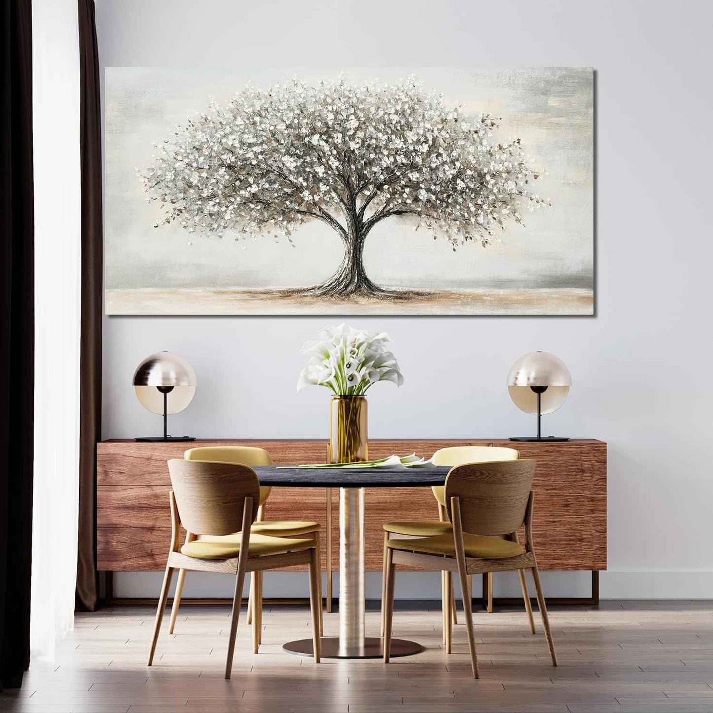 AIXMGSJS Canvas Wall Art Decor Canvas Art Decor Tree of Life Art Modern Black and White Wall Art Prints Large Artwork for Walls Pictures for Living Room for Bedroom Office Wall Decor 24" X 48"