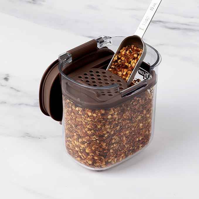 ProKeeper+ Airtight Food Storage Container Set – Clear Plastic Flour and Sugar Canister Set with Magnetic Accessories for Kitchen Organization (Brown, 9-Piece)