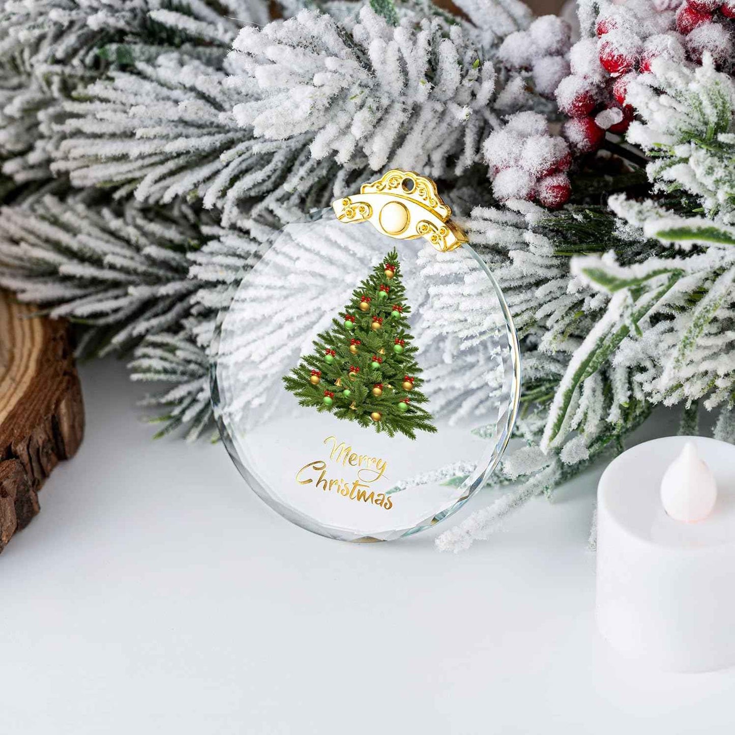 Christmas Ornaments Crystal Hanging, Christmas Tree Glass Ornament Hanging Craft Collectibles for Trees Home Party Gifts