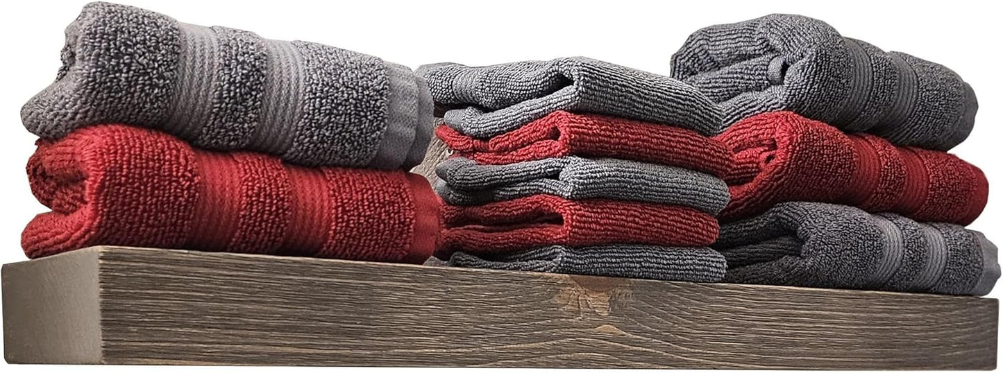 joelsantiques 24 Inch Wooden Floating Shelves for Wall - 24x6x2 in - Made of Natural Wood - Short Heavy Duty Rustic Wall Shelves for Bedroom - Perfect for Bathroom, Kitchen - Grey