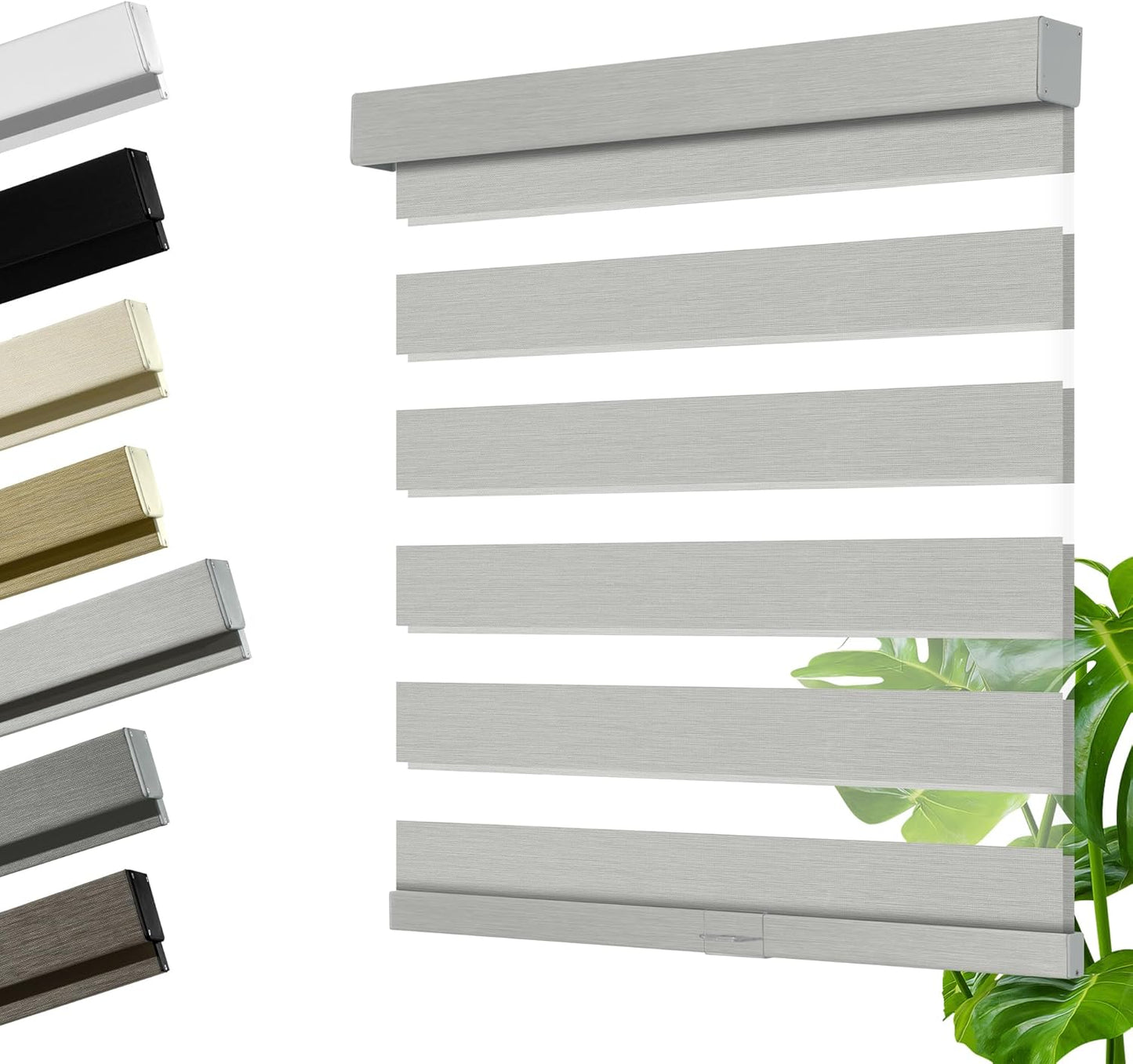 Cordless Zebra Blinds for Windows, Blackout Interior Blinds,Easy to Install,UV Protection,for Offices and Home,Custom Roller Shades, Mousse Light Grey,36" W x 88" H