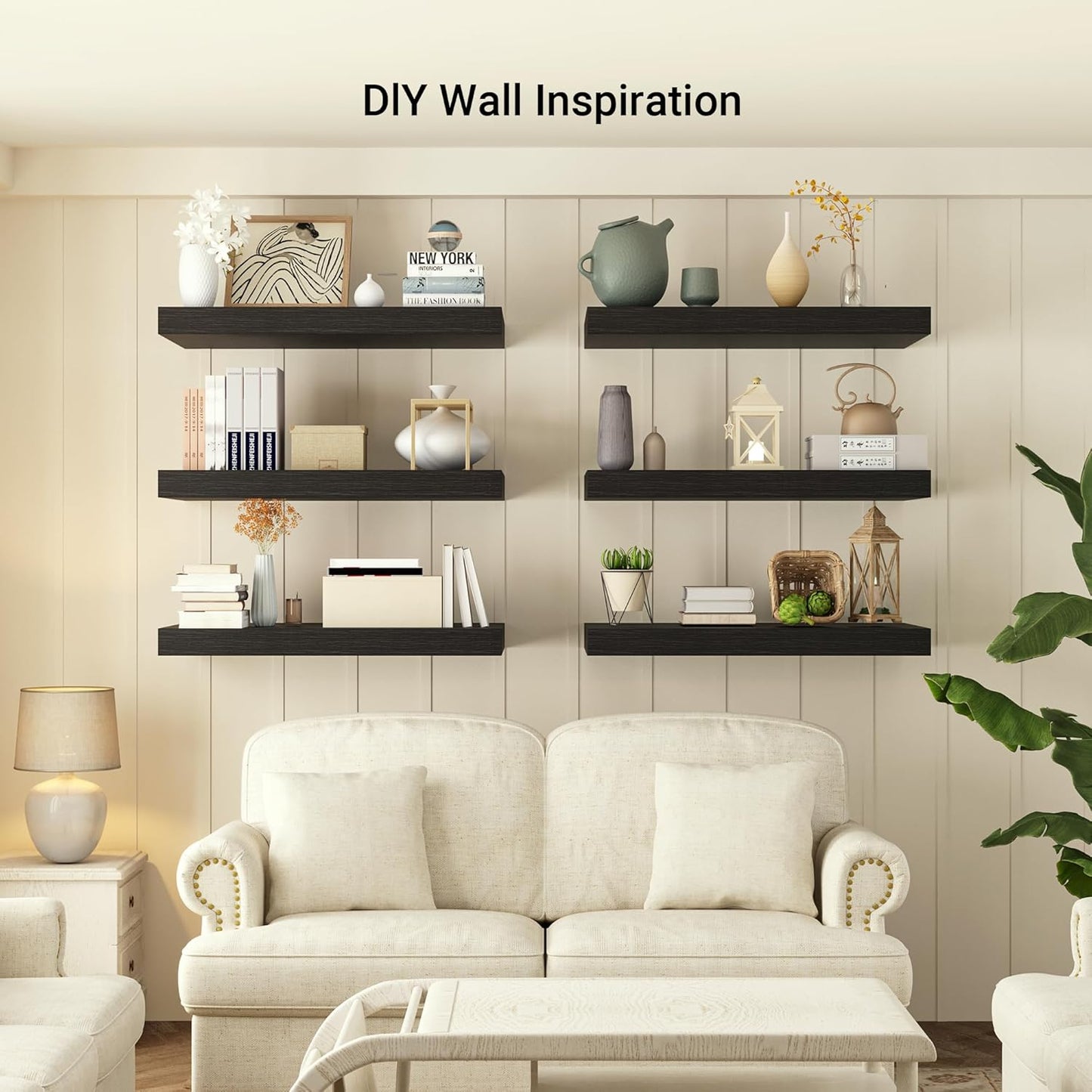 Heimlove 24 x 12 Inch Deep Floating Shelves Wall Mounted with Invisible Brackets,Storage Hanging Shelf for Wall Decor in Bathroom, Bedroom, Toilet, Kitchen, Living Room, Office Set of 1 (Black)